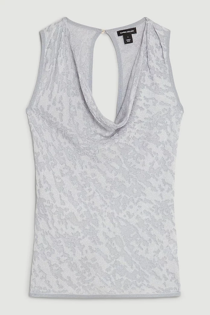 Slinky Viscose Jacquard Knit Cowl Neck Top | Karen Millen Slinky Viscose Jacquard Knit Cowl Neck Top | Karen Millen